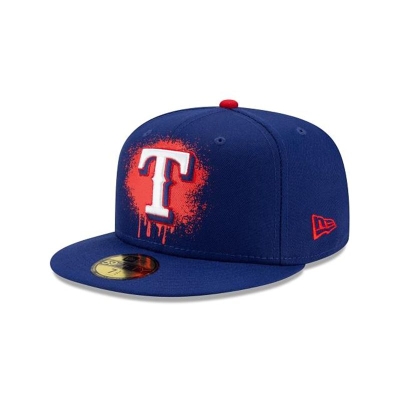 Blue Texas Rangers Hat - New Era MLB Drip Front 59FIFTY Fitted Caps USA0561942